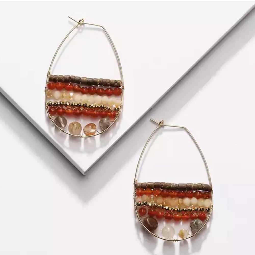 💜NWT💜 Anthropologie Julien Beaded Hoop Earrings